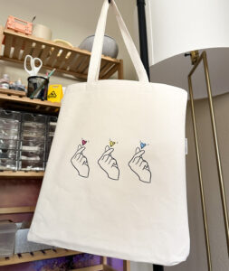 Subtle Pansexual Hearts Tote Bag, 12oz Organic Cotton