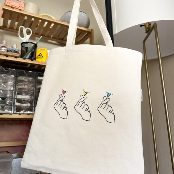 Subtle Pansexual Hearts Tote Bag, 12oz Organic Cotton
