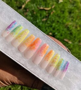 Kaleidoscope - Rainbow Glitter Ombre False Press-On Nail Extensions 10pcs