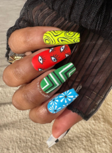 Bold Type - Graphic Abstract Rainbow Matte Press-On Nail Extensions 10pcs