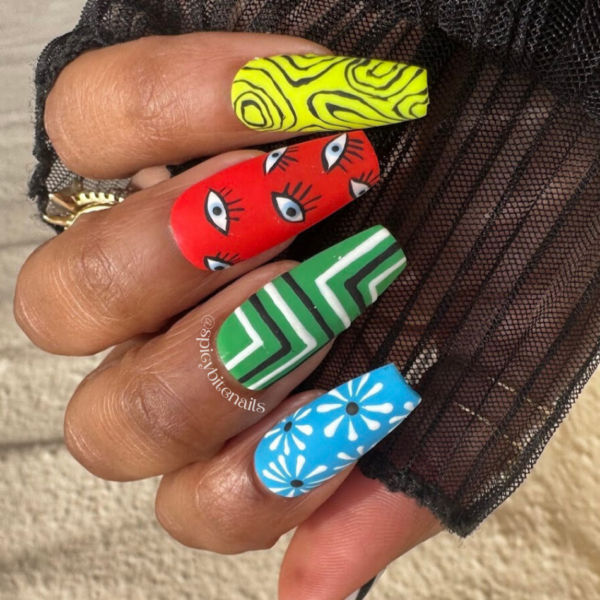 Bold Type – Graphic Abstract Rainbow Matte Press-On Nail Extensions 10pcs