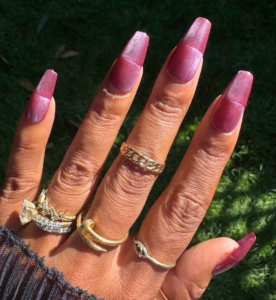 Crimson Veil - Burgundy Velvet Cat-Eye Press-On Nail Extensions 10pcs