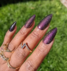 Khaleesi - Dragon scale chrome bubble False Press-On Nail Extensions 10pcs