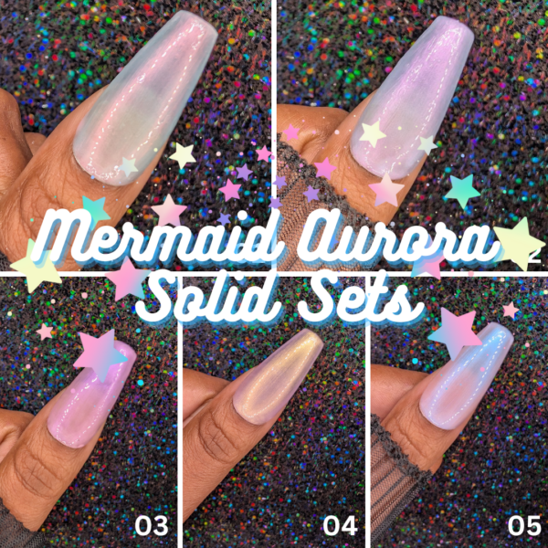 Mermaid Aurora Iridescent Single Color Sets *Choose Your Color* – Hand-painted Reusable Press-On Nail Extensions 10 pcs