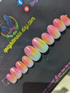 Rise and Shine - Pink and Orange Aura and Chrome Press-On Nail Extensions 10pcs