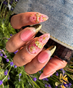 Rosé and Velvet - Pink Rose and Gold Chrome Cat-Eye French Tips False Press-On Nail Extensions 10pcs