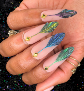 Starlight Soirée – 3D Multi-chrome Art Deco Style Press-On Nail Extensions 10pcs