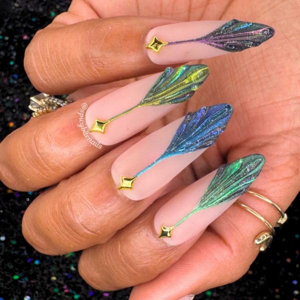 Starlight Soirée – 3D Multi-chrome Art Deco Style Press-On Nail Extensions 10pcs