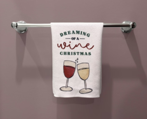 Dreaming of a Wine Christmas Kitchen Towel