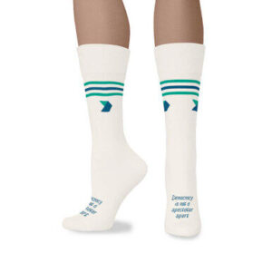 Democracy Forward "Democracy Is Not A Spectator Sport" White/Cream Crew Sock