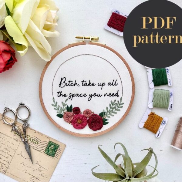 Take up space // Embroidery PDF Pattern Download 6 inch