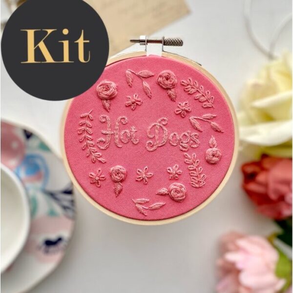 Hot dogs 4 inch Monochrome Embroidery // KIT Multiple color options