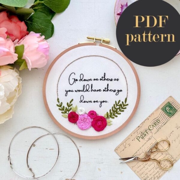 A golden rule // Embroidery PDF Pattern Download 6 inch