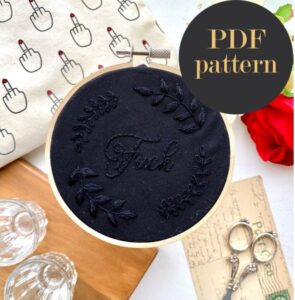 Fuck monochrome embroidery // PDF Pattern Download 4" Hoop