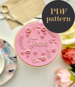 Tacos monochrome embroidery // PDF Pattern Download 4" Hoop