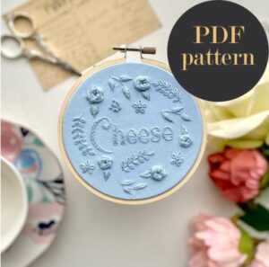 Cheese monochrome embroidery // PDF Pattern Download 4" Hoop
