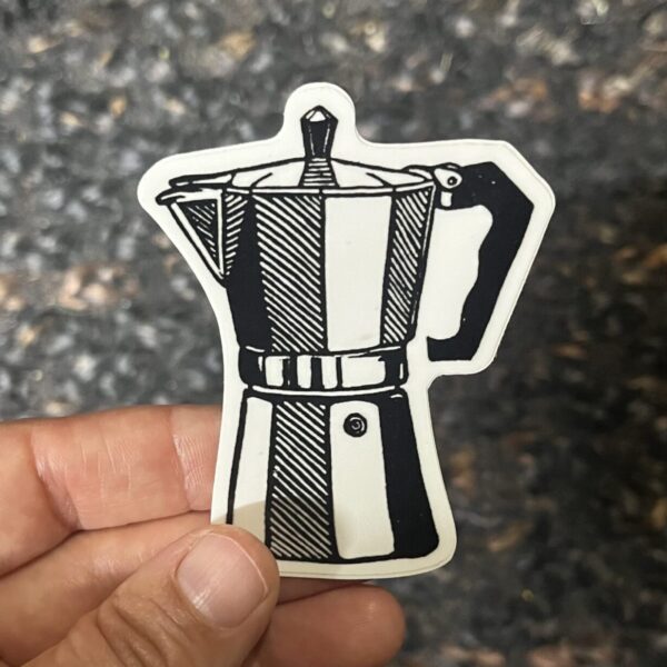 Moka Pot Sticker – weatherproof adhesive, UV protective laminate