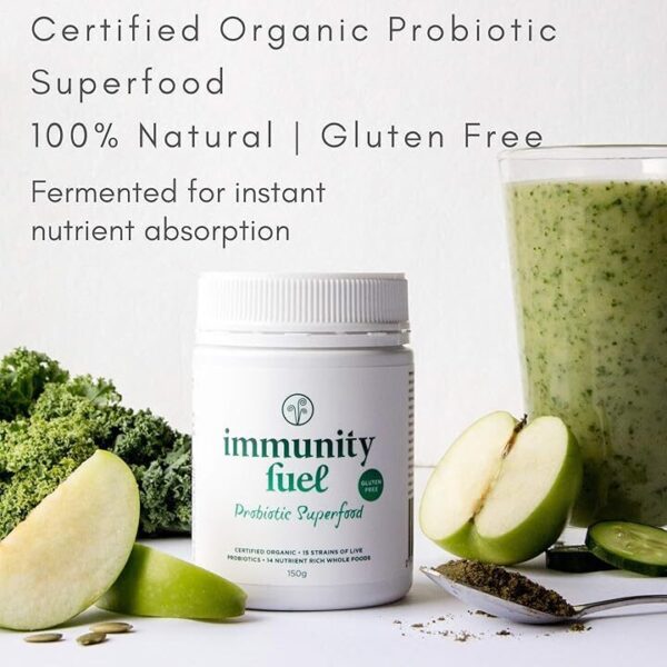 Immunity Fuel Probiotic Superfood Powder – Gluten-Free Whole Food Probiotic Supplement With Prebiotics & Posbiotics