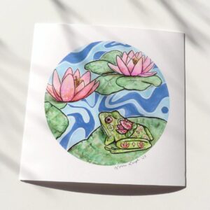 Frog with Water Lilies - Small art print
