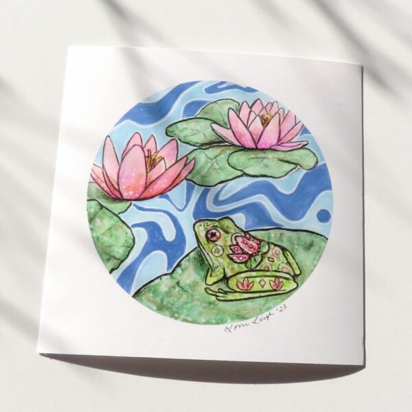 Frog with Water Lilies – Small art print