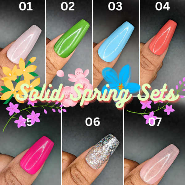 Spring Solid Color *Choose Your Color* – Hand-painted Reusable Press-On Nail Extensions 10 pcs