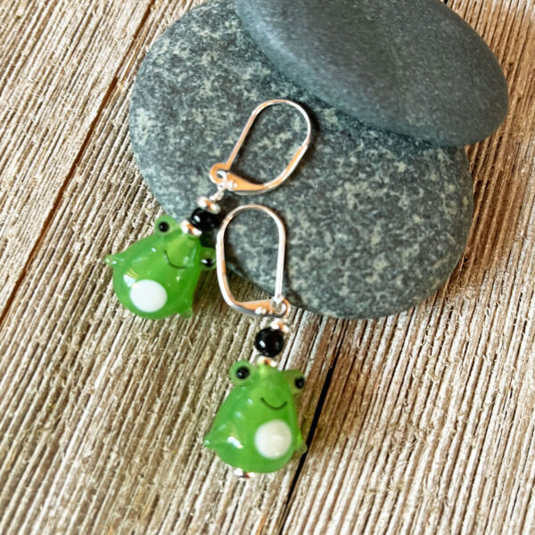 Fun Glass Frog Earrings