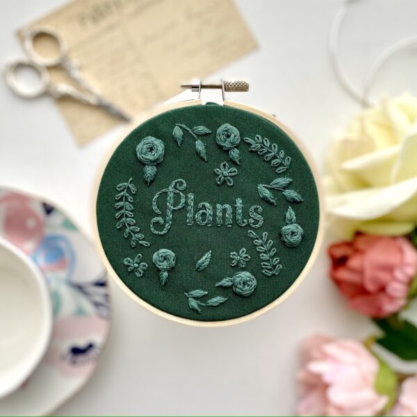 Plants monochrome embroidery // PDF Pattern Download 4″ Hoop