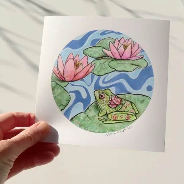 Frog with Water Lilies – Small art print