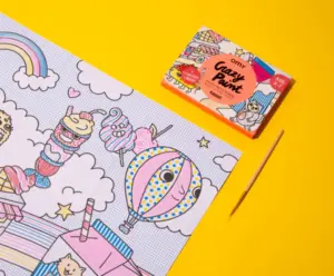 Kawaii paint activity - with brush + pre-applied paint