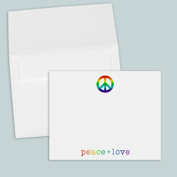 Rainbow Peace Sign Note Cards | Boxed Stationery Set of 12