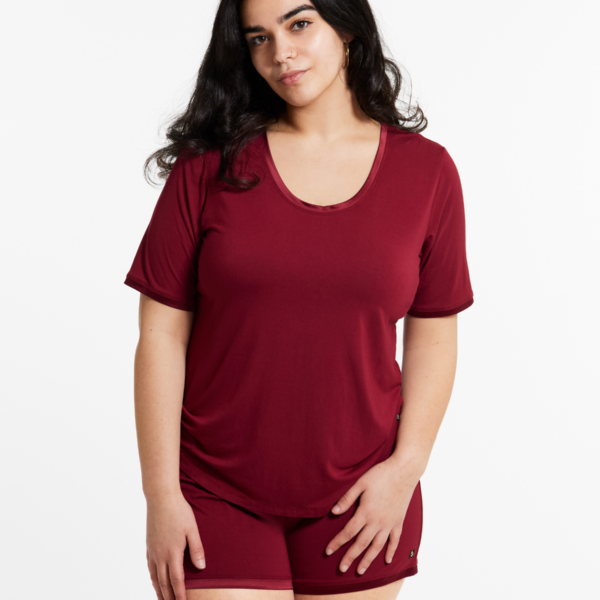 Scoop-neck T Shorts Set (with built-in support)