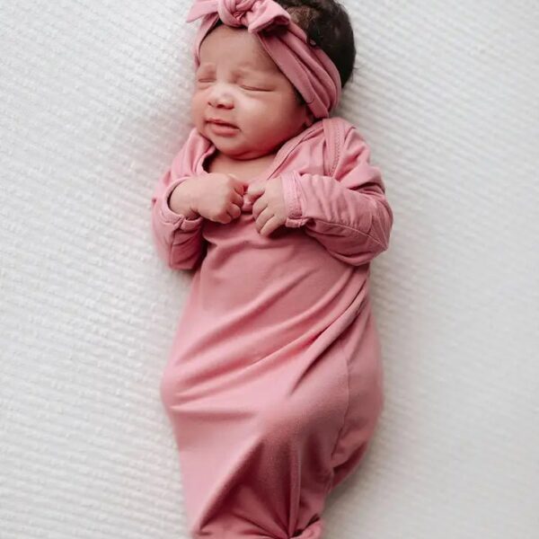 Knotted Newborn Gown – Rose