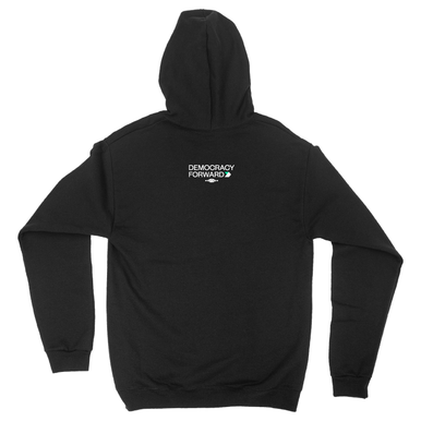 Democracy Forward “Exhausted But Not Giving Up” Black Pullover Hoodie