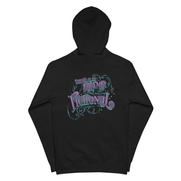 “I Prefer All my Drama Fictional” in Purple Tagless Independent Trading Co. Unisex fleece zip up hoodie