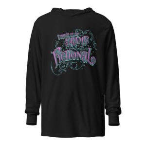 "I Prefer All my Drama Fictional" in purple Tagless Bella + Canvas Hooded long-sleeve tee