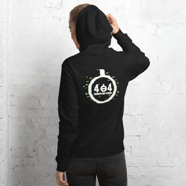 “404: Gender Not Found” Unisex hoodie with removeable tag