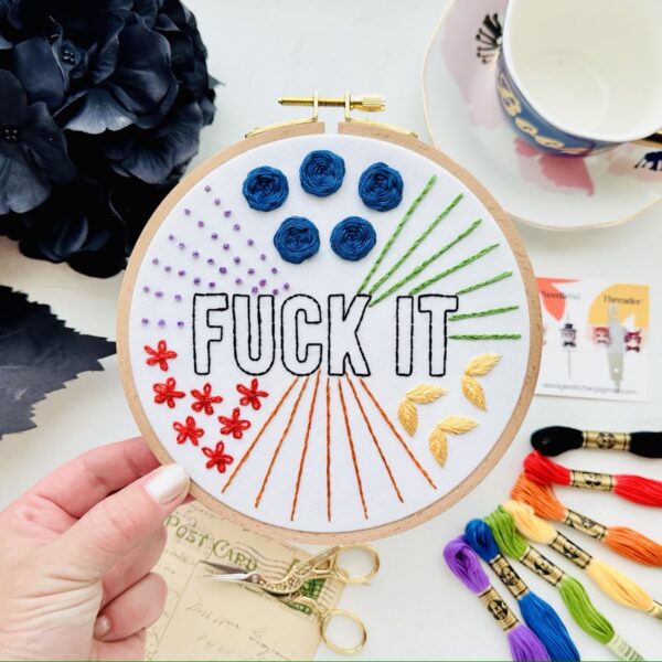 Fuck it – Beginner Embroidery Stitch Sampler // Embroidery PDF Pattern Download 6 inch