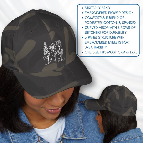 Anti-Trump Subtle FDT Flowers Embroidered Baseball Cap (2 Sizes, Stretchy Band)