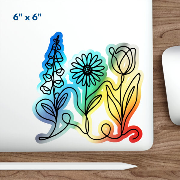 Subtle FDT Flowers Holographic Vinyl Decal | Foxglove Daisy Tulip Sticker (5 Sizes)