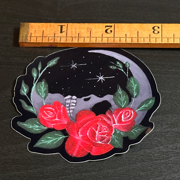 Skull Moon Vinyl Sticker: Original Hand-Painted Art