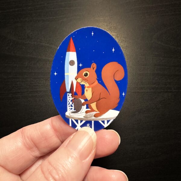 Astronaut Squirrel Atomic Age Sticker, Vintage Style, Original Art Decal