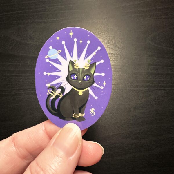 Alien Cat Atomic Age Sticker, Vintage Style, Original Art Decal