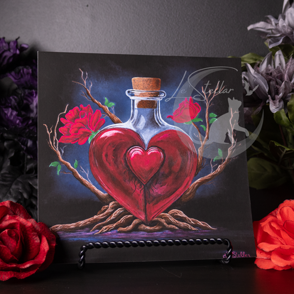 Gothic Love Potion Print, Heart Bottle, Dark Fantasy Art