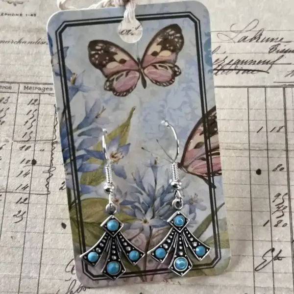 The New Mexico Art Deco Style Turquoise Dangle Earrings