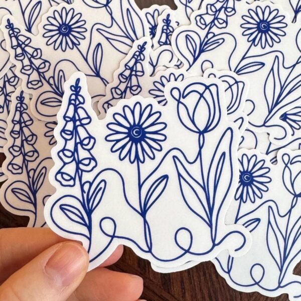Foxglove Daisy Tulip Indoor/Outdoor Sticker (3″ Glossy Vinyl)