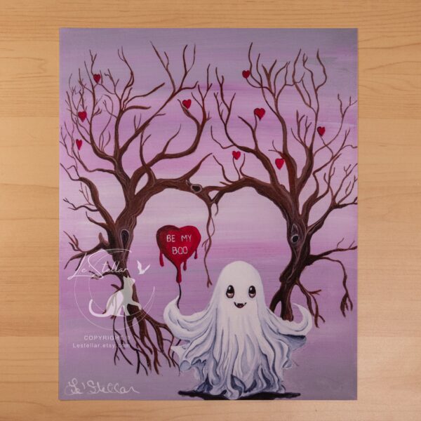 Ghost Acrylic Painting: Be My Boo Cute Art