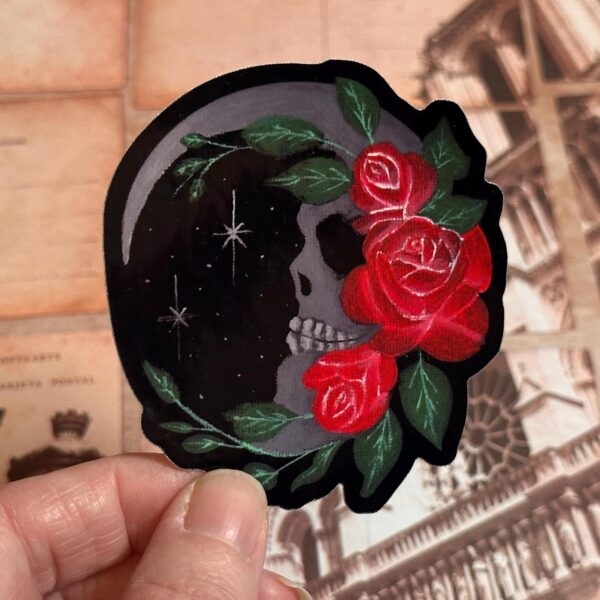 Skull Moon Vinyl Sticker: Original Hand-Painted Art