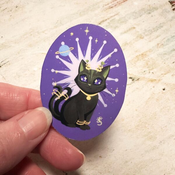 Alien Cat Atomic Age Sticker, Vintage Style, Original Art Decal