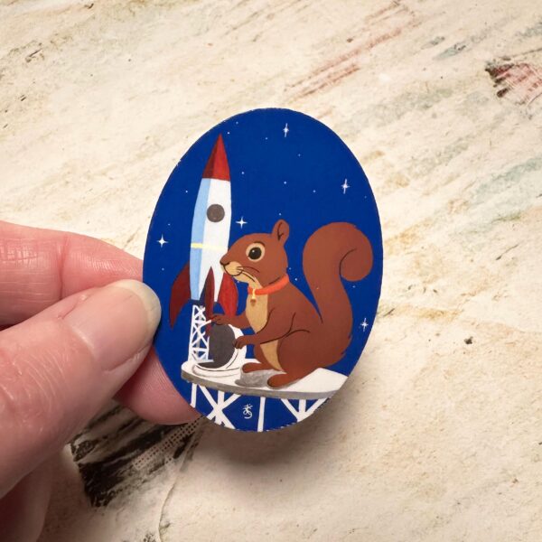 Astronaut Squirrel Atomic Age Sticker, Vintage Style, Original Art Decal